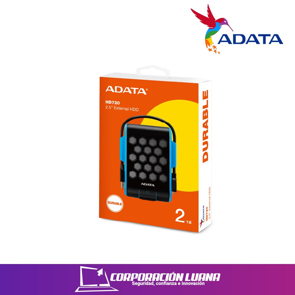 Foto del producto DISCO DURO EXTERNO ADATA HD720 2TB ( AHD720-2TU31-CBL ) NEGRO C/ AZUL  | USB 3.0 | ANTI GOLPE