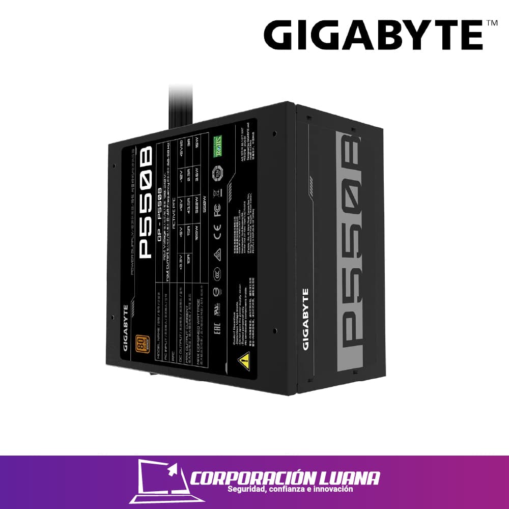 Imagen de FUENTE DE PODER GIGABYTE P550B ( GP-P550B ) 550W | 80 PLUS BRONZE