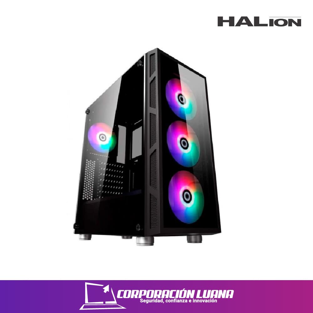 CASE GAMER HALION TRISTAR 500W RGB V.TEM.LAT.FRON