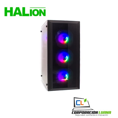 Foto del producto CASE GAMER HALION TRISTAR 500W RGB V.TEM.LAT.FRON