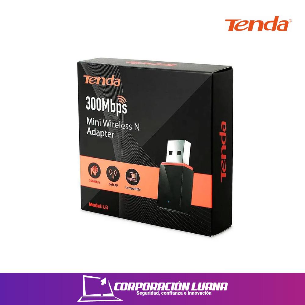 MINI ADAPTADOR INALAMBRICO TENDA 1 ANTENA INTERNO 3.5 DBI BANDA 2,4 GHZ VELOCIDAD 300 MBPS U3