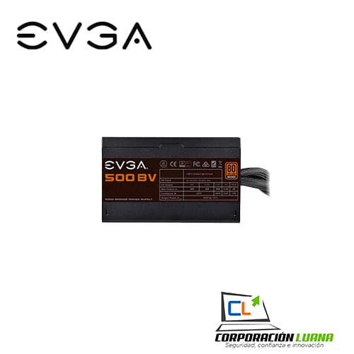 Imagen de FUENTE DE PODER EVGA 500 BV ( 100-BV-0500-K1 ) 500W | 80 PLUS BRONZE