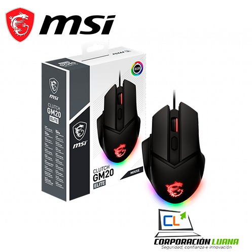 Foto del producto MOUSE MSI CLUTCH GM20 ELITE ( CLUTCH GM20 ELITE ) GAMING | NEGRO | LED - RGB