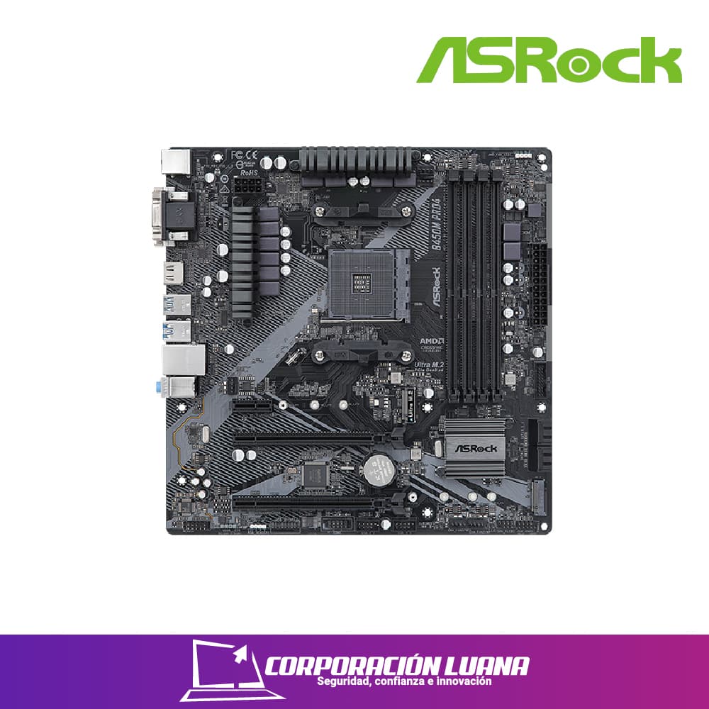 Imagen de MOTHERBOARD ASROCK B450M PRO4 R2.0 ( B450M-PRO4 R2.0 ) AM4 | DDR4