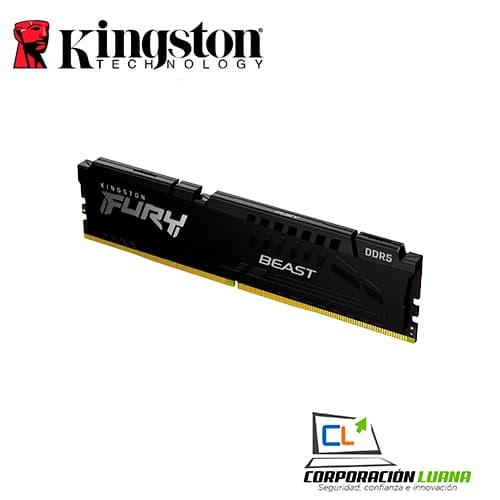 Imagen de MEMORIA RAM KINGSTON FURY BEAST 8GB 5200 MTZ ( KF552C40BB-8 ) DDR5 | NEGRO | CL40