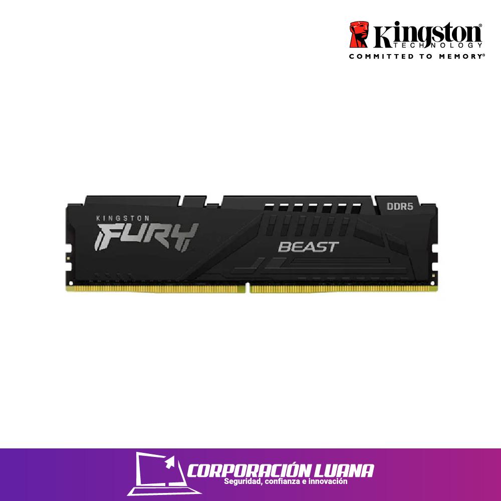 MEMORIA RAM KINGSTON FURY BEAST 16GB 4800 MTS ( KF548C38BB-16 ) DDR5 | NEGRO | CL38