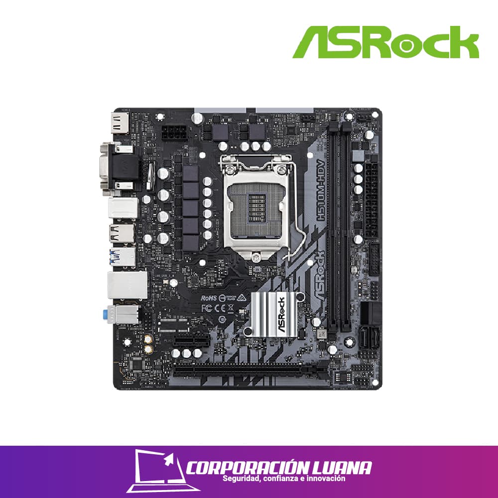 Imagen de MOTHERBOARD ASROCK H510M-HDV/R2.0 ( 90-MXBGS0-A0UAYZ ) LGA 1200