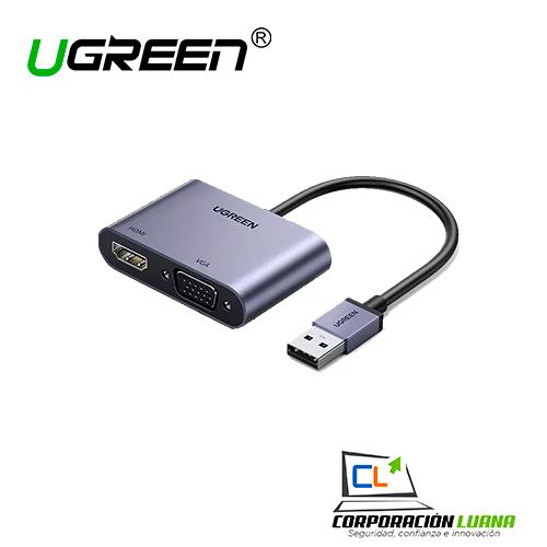 ADAPTADOR UGREEN ( 20518 ) 2 IN 1 USB 3.0 TO HDMI + VGA VIDEO CONVERTER