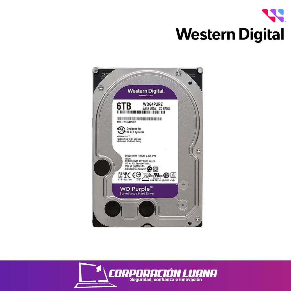 DISCO DURO WESTERN DIGITAL PURPURA SURVIELLANCE 6TB ( WD62PURZ ) 5400 RPM | SATA
