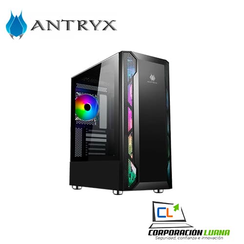 Foto del producto CASE ANTRYX RX 430U BLACK C/FUENTE 600W FAN X2 C/CINTA LED VIDRIO TEMPLADO (AC-RX430UK-600CP)