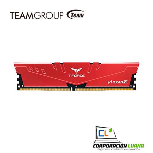 MEMORIA RAM TEAMGROUP T-FORCE VULCAN Z 8GB 3200 MHZ ( TLZRD48G3200HC16FBK ) DDR4 | ROJO