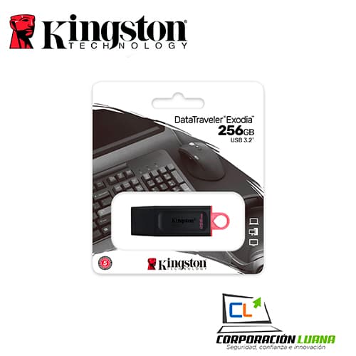 Foto del producto MEMORIA USB KINGSTON DATATRAVELER EXODIA 256GB ( DTX/256GB ) NEGRO/GUINDA | USB 3.2