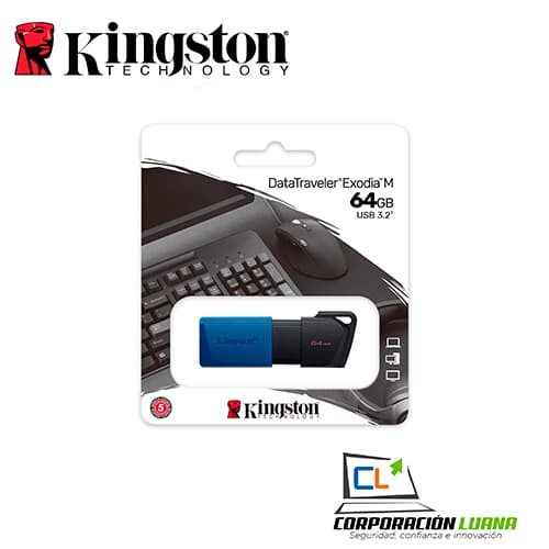 Foto del producto MEMORIA USB KINGSTON DATATRAVELER EXODIA M 64GB ( DTXM/64GB ) AZUL/NEGRO | USB 3.2