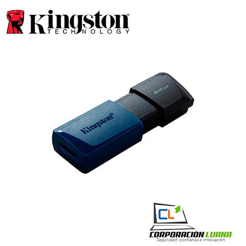 Imagen de MEMORIA USB KINGSTON DATATRAVELER EXODIA M 64GB ( DTXM/64GB ) AZUL/NEGRO | USB 3.2