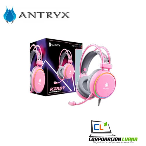 Foto del producto AUDIFONOS C/MICROFONO ANTRYX KIRBY ( AGH-7200PI7R ) ROSADO | 7.1 | ADAP. USB - TIPO C