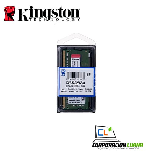 Foto del producto MEMORIA RAM SODIMM KINGSTON 8GB 3200 MHZ ( KVR32S22S6/8 ) DDR4