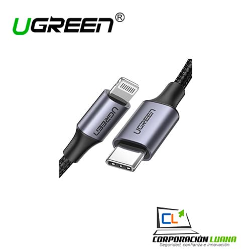 Foto del producto CABLE ALUMINIO USB-C TO LIGHTNING M/M 1.5M 60760 UGREEN BLACK