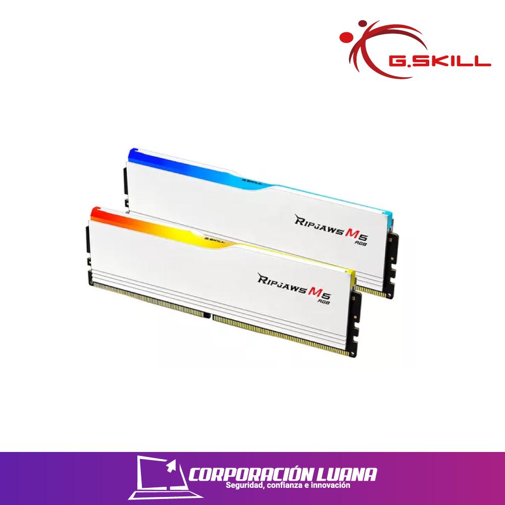 MEMORIA RAM GSKILL RIPJAWS M5 (16X2) 32GB 6000 MHZ ( F5-6000J3648D16GX2-RM5RW ) DDR5 | WHITE LED RGB