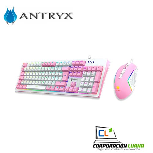 Foto del producto COMBO ANTRYX CHROME STORN GC-5400 ( AGC-5400PBL-SP ) ROSADO | TECLADO+MOUSE | SWITCH BLUE