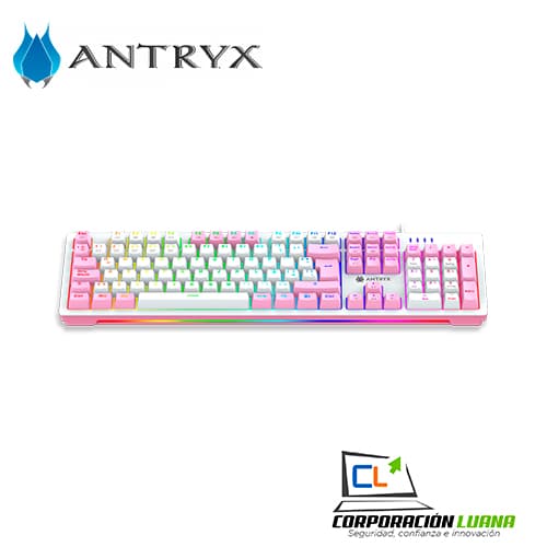 Imagen de COMBO ANTRYX CHROME STORN GC-5400 ( AGC-5400PBL-SP ) ROSADO | TECLADO+MOUSE | SWITCH BLUE