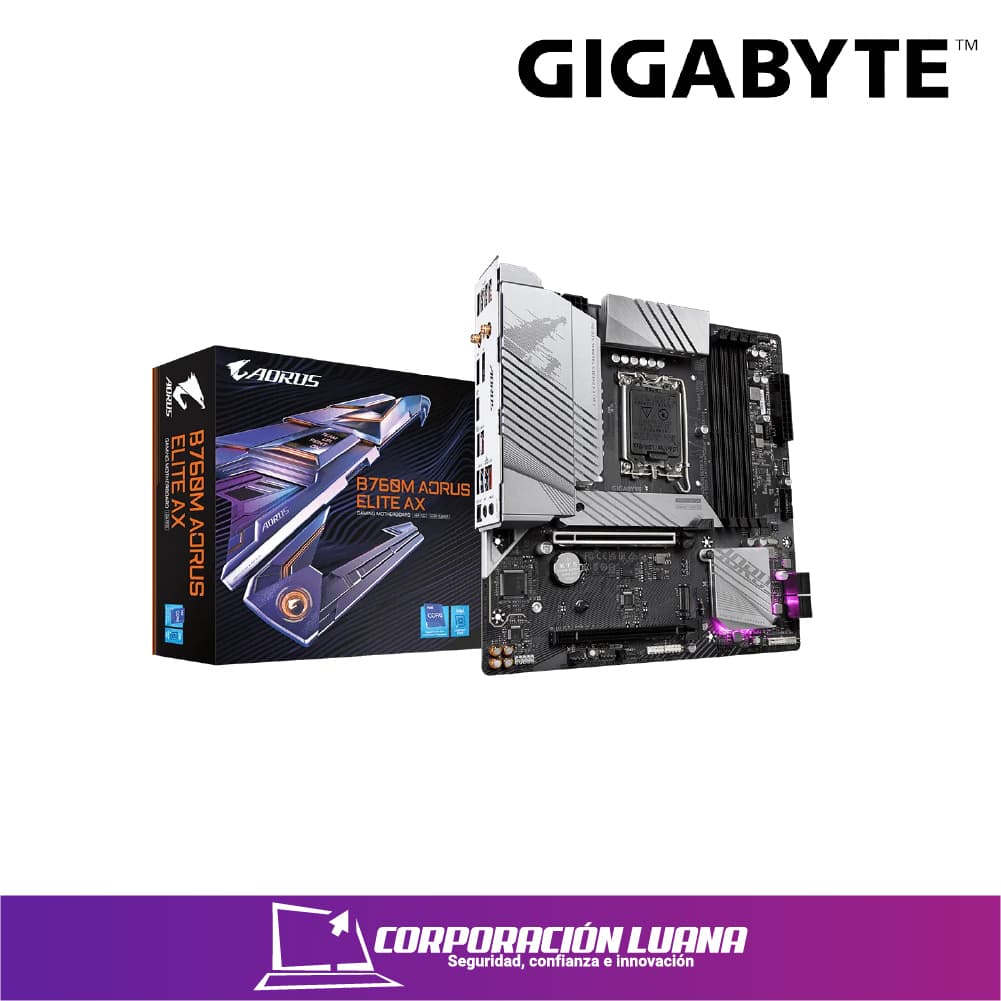 Foto del producto MOTHERBOARD GIGABYTE B760M AORUS ELITE AX ( B760M AORUS ELITE AX ) DDR5 | LGA1700 | LED RGB