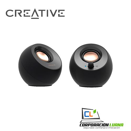 PARLANTE CREATIVE PEBBLE V3 ( 51MF1700AA000 ) NEGRO | 2.0 | 8W | BT - USB C - 3.5MM