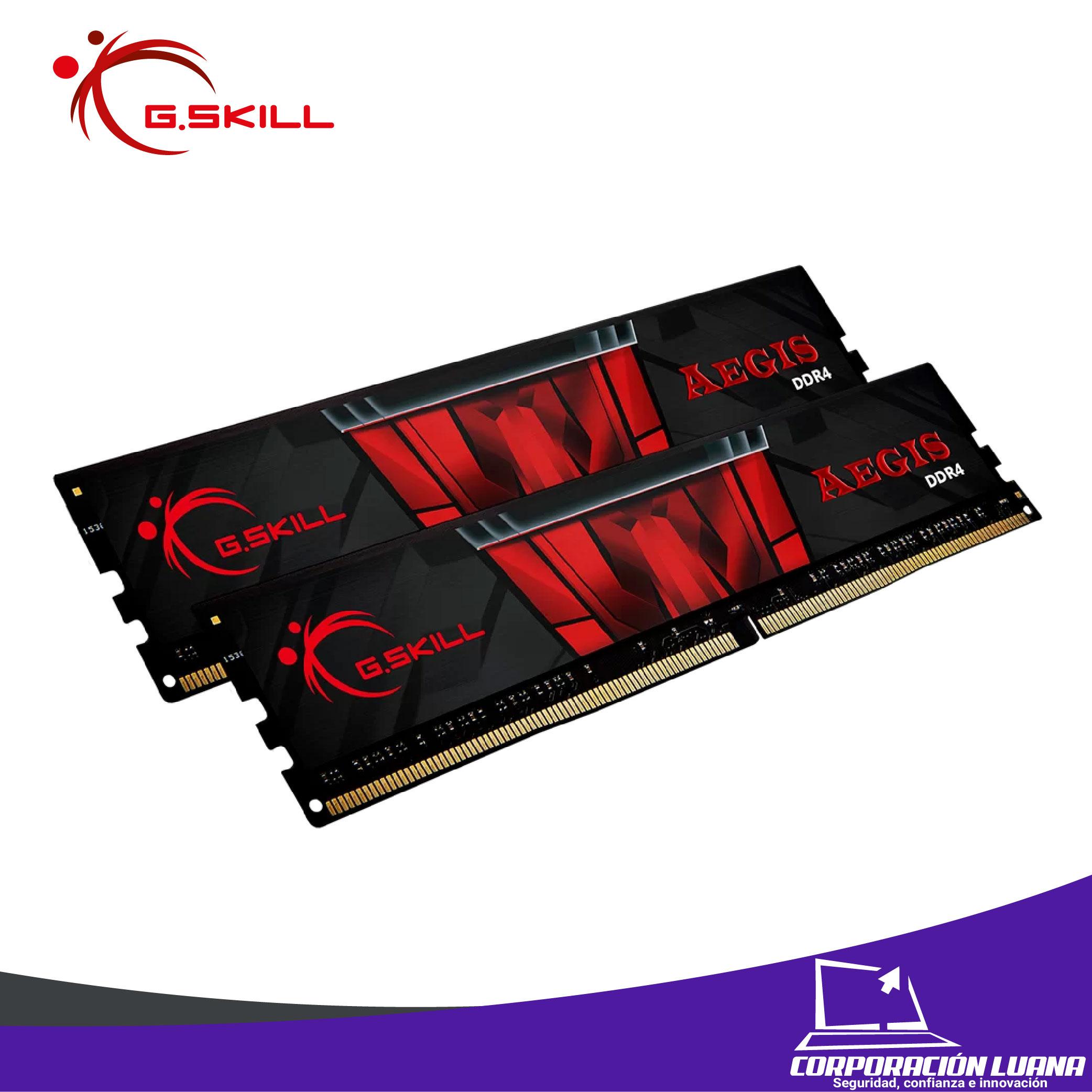 MEMORIA RAM G.SKILL AEGIS 32GB (2X16 ) 3200 MHZ INTEL ( F4-3200C16D-32GIS ) DDR4 | NEGRO/ROJO | CL16