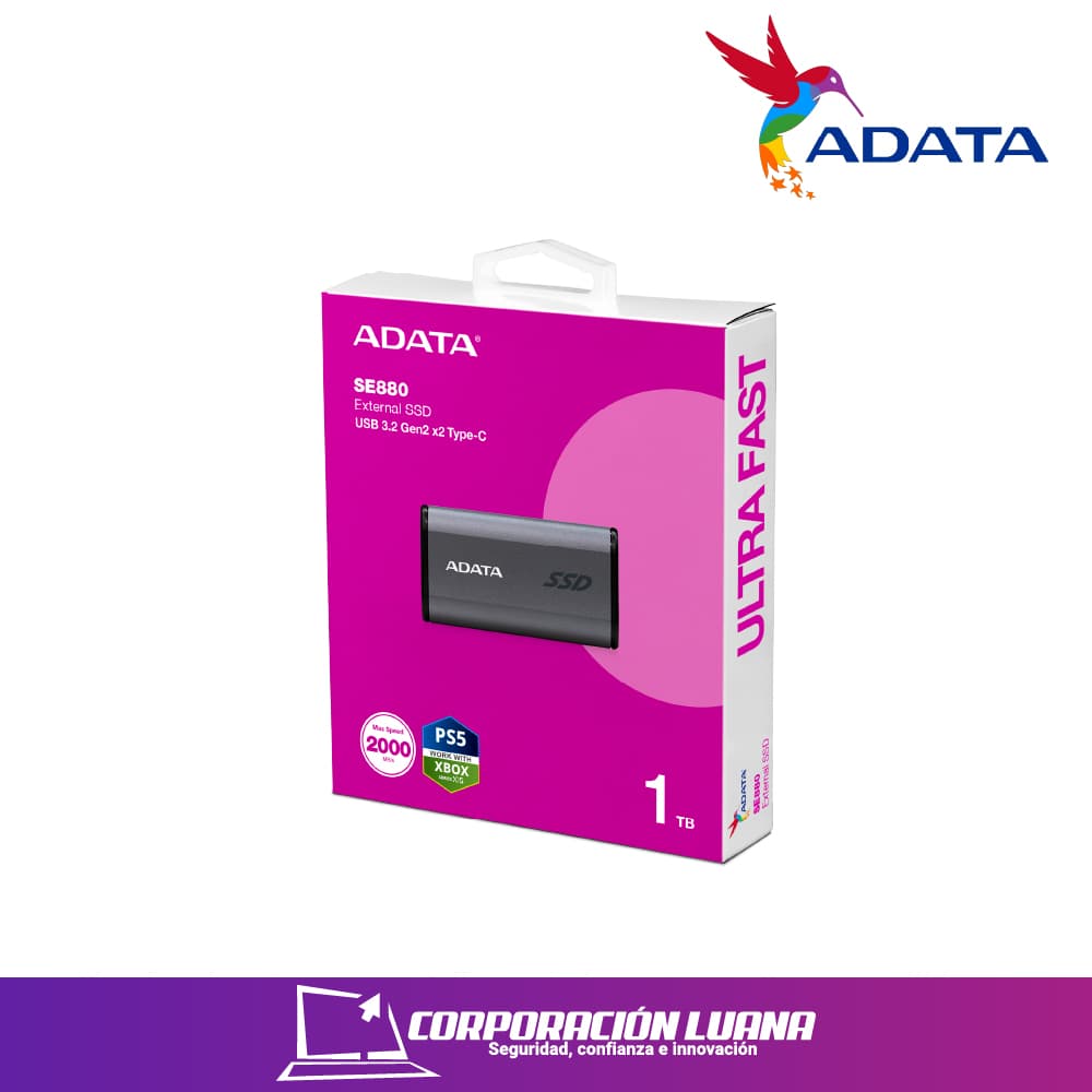 Foto del producto SSD EXTERNO ADATA SE880 1TB ( AELI-SE880-1TCGY ) NEGRO