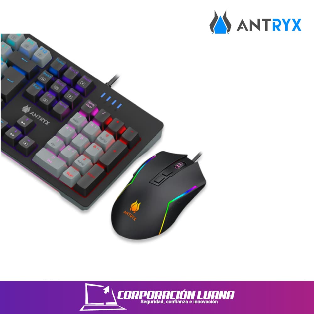 Imagen de COMBO ANTRYX GC-5600 NEGRO ( AGC-5600KRE-XX ) TECLADO+MOUSE | MECANICO | SWITCH RED | RGB
