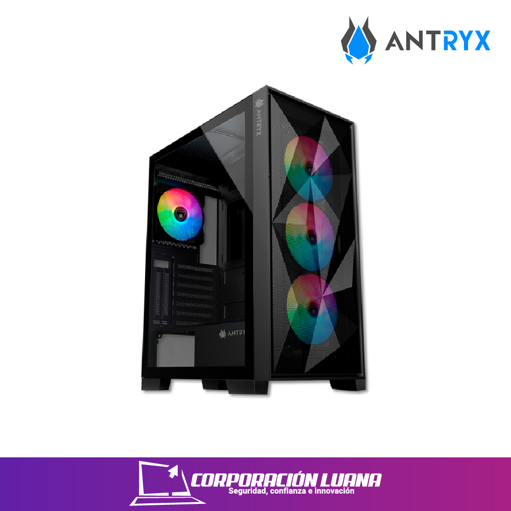 Foto del producto CASE ANTRYX RX-250 ( AC-RX250KFR ) S/ FUENTE | NEGRO | X4 FAN | LED FRGB