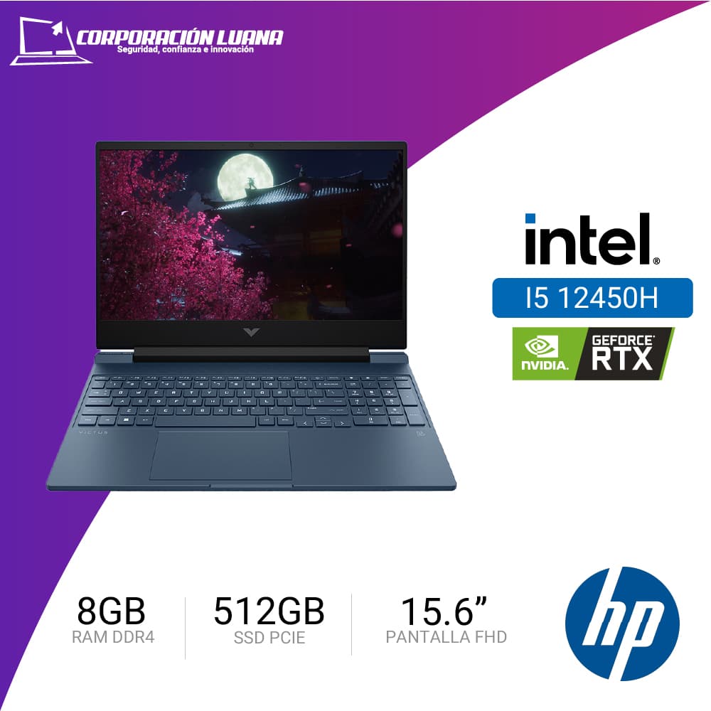 Foto del producto LAPTOP HP VICTUS GAMING 15-FA0021LA 15.6" FHD IPS CORE I5-12450H HASTA 4.4GHZ, 512GB SSD M.2 PCIE  8GB DDR4 RTX 3050 4GB GDDR6 WINDOWS 11 HOME SL