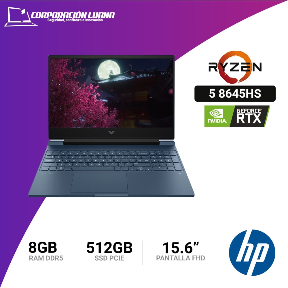 LAPTOP HP VICTUS GAMING 15-FB2002LA, 15.6" FHD IPS AMD RYZEN 5 8645HS HASTA 5.0GHZ, 8GB DDR5, 512GB SSD RTX 3050 (6GB GDDR6) WINDOWS 11 HOME