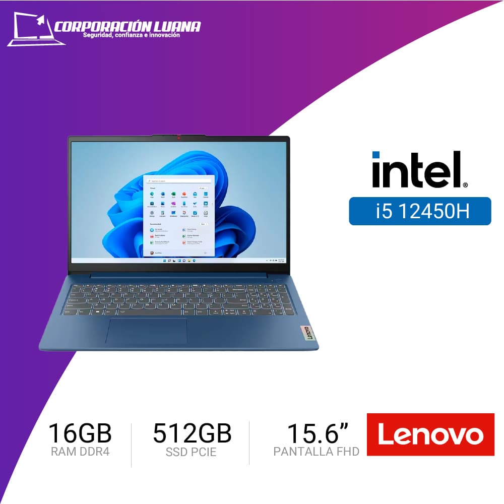 LAPTOP LENOVO IDEAPAD SLIM 3 15IAH8 INTEL CORE I5 12450H RAM 16GB DISCO 512GB SSD 15.6" FHD ABYSS_BLUE  FREEDOS