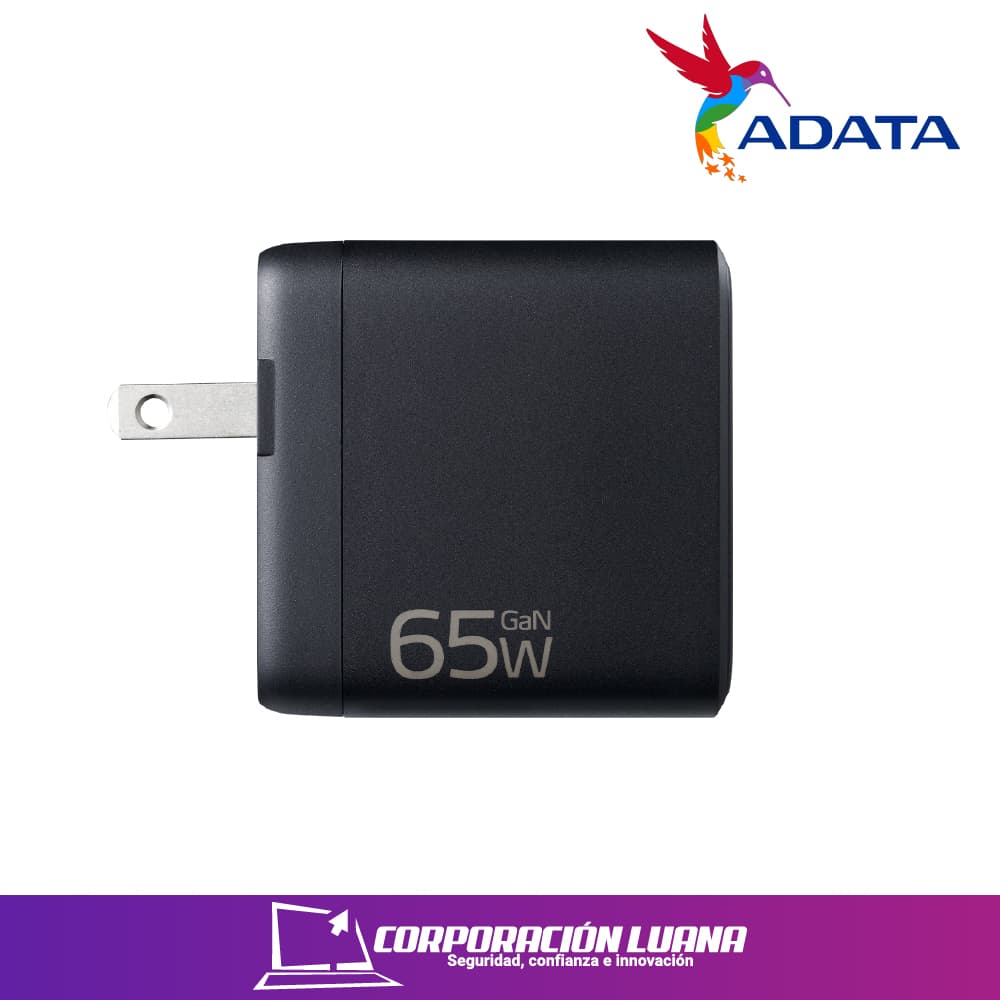 Foto del producto CARGADOR DE PARED ADATA CHARGER U ( CHARGERU-0653-QCPDBK ) 65W | 2 USB-C | USB-A | COLOR NEGRO