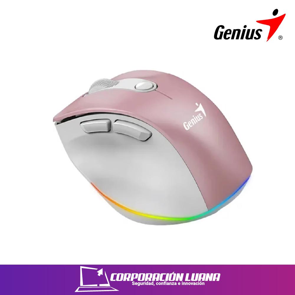 MOUSE INALAMBRICO GENIUS ERGO 9000S PRO ( 31030039403 ) DUAL RECARGABLE WIRELESS - BT | ROSADO | SILENT RGB