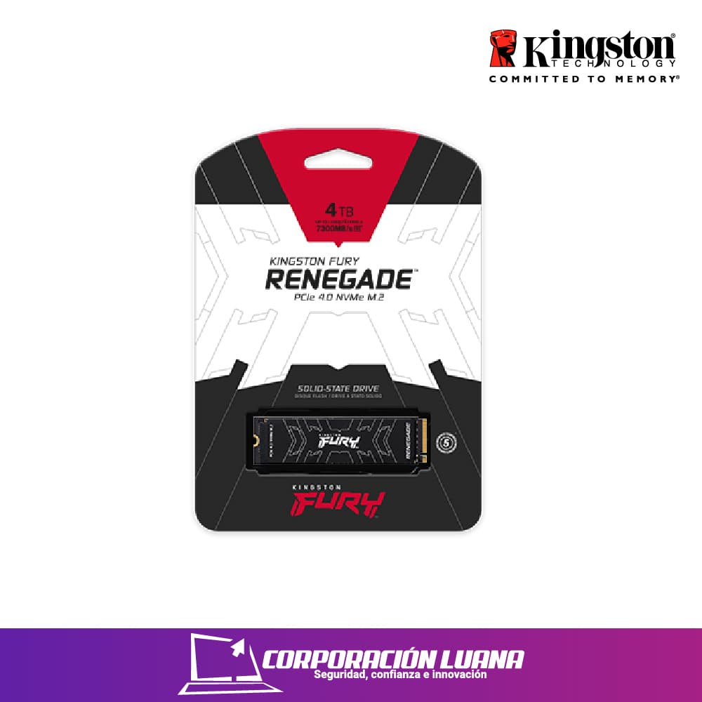 Foto del producto SSD NVME KINGSTON FURY RENEGADE 4TB ( SFYRD/4000G ) PCIE 4.0 | 7300 MB/S - 7000 MB/S