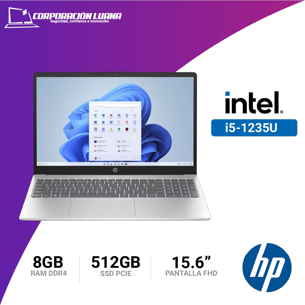 LAPTOP HP INTEL CORE I5 1235U ( 15-FD0048LA ) RAM 8GB | SSD 512GB | 15.6" FHD | WINDOWS 11