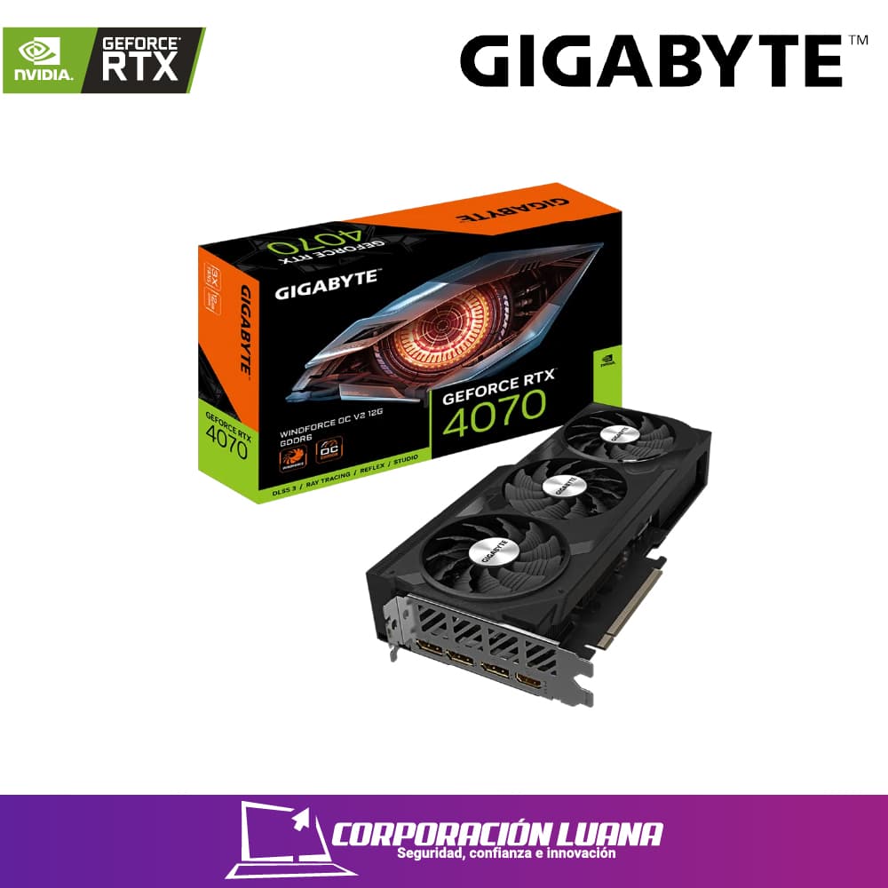 Foto del producto TARJETA DE VIDEO GIGABYTE RTX 4070 SUPER WINDFORCE ( GV-N407SWF3OC-12GD ) 12GB - GDDR6X | X3 FAN | DLSS | X3 DP - HDMI