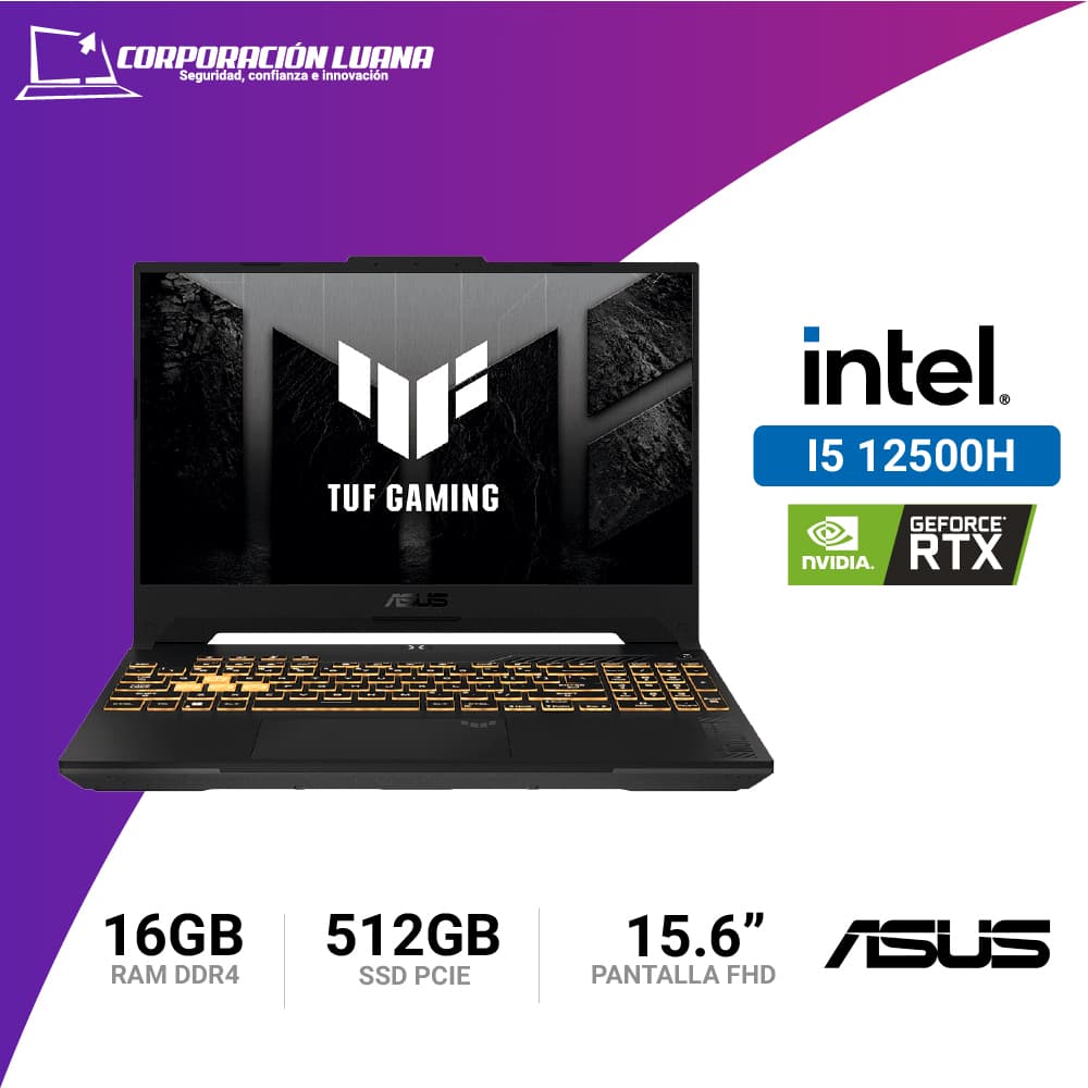 Foto del producto LAPTOP ASUS TUF GAMING INTEL I5 12500H F15 ( FX507Z ) RAM 8GB DDR4 | SSD 512GB | 15.6" FHD | RTX 3050 4GB | FREE OS