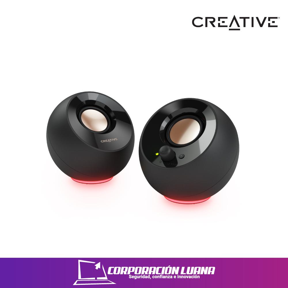 PARLANTE CREATIVE PEBBLE SE ( 51MF1725AA000 ) RGB 2.0 4.4W | 8.8W 3.5MM USB-POWER NEGRO