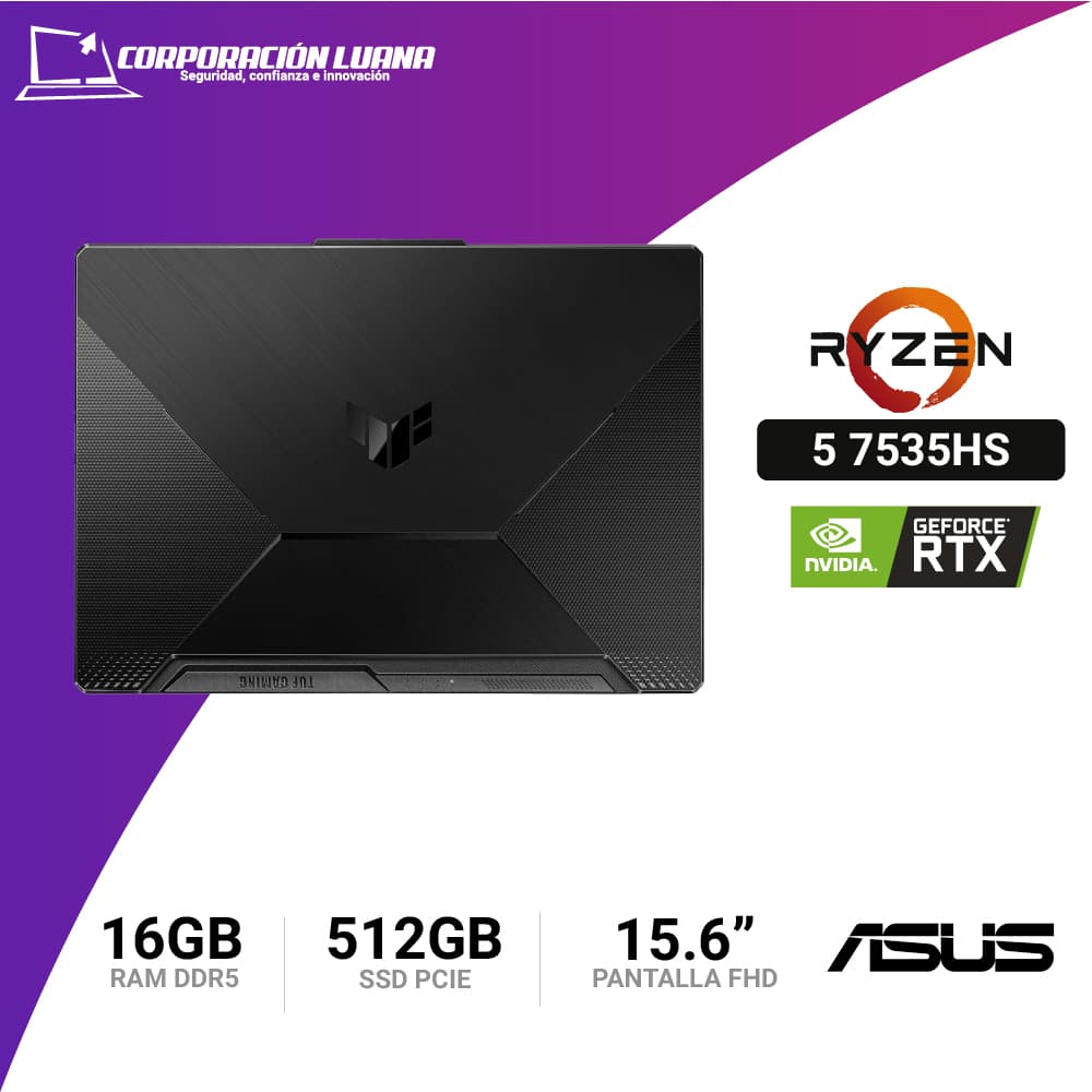 Imagen de LAPTOP ASUS TUF GAMING A15 RYZEN 5 7535HS ( FA506NC-HN016 ) RAM 16GB DDR5 | SSD 512GB | RTX 3050 4GB | 15.6" FHD 144HZ | GRAFITO NEGRO | WIN 11 HOME