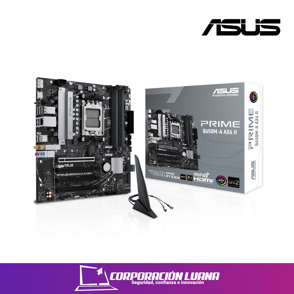 Imagen de MOTHERBOARD ASUS PRIME B650M-A AX6 II ( 90MB1J90-M0EAY0 ) DDR5 | WIFI 6 | AM5