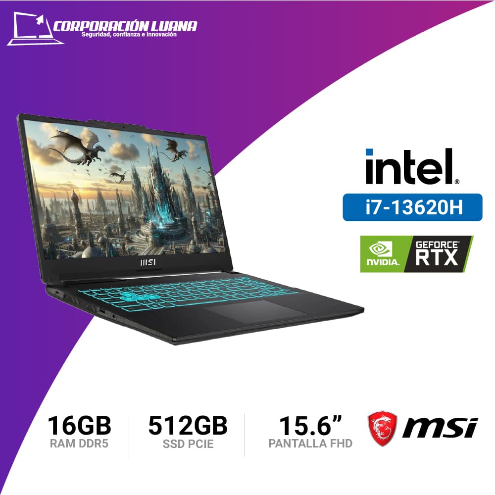 Foto del producto LAPTOP MSI GAMING CYBORG 15 INTEL CORE I7 13620H ( A13VFK-1490PE ) RAM 16GB DDR5 | SSD 512GB | RTX 4060 8GB | 15.6" FHD | WINDOWS 11
