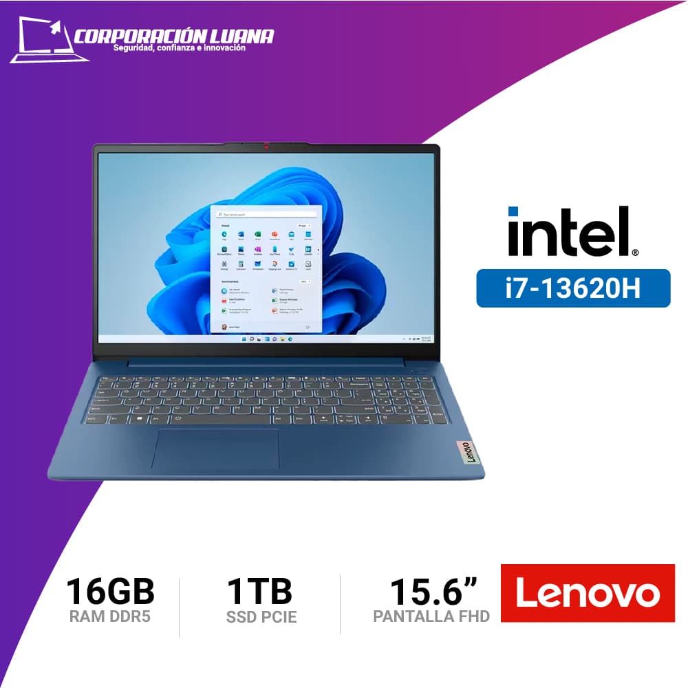 LAPTOP LENOVO IDEAPAD SLIM3 INTEL CORE I7 13620H ( 15IRH8 83EM00ADLM ) RAM 16GB | SSD 1TB | 15.6" FHD | FREE OS