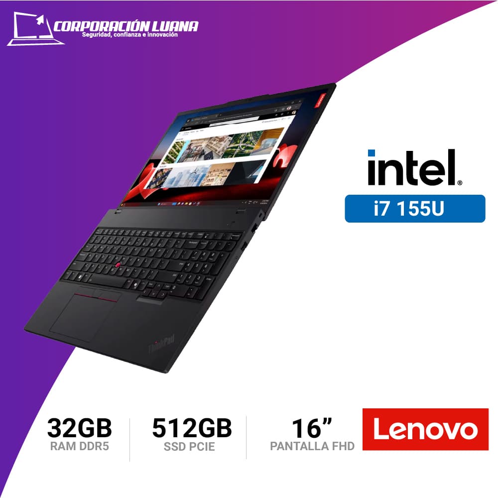 Imagen de LAPTOP LENOVO THINKPAD T16 GEN 3 INTEL CORE ULTRA 7 155U ( 21MQ000XLM ) RAM 32GB DDR5 | SSD 512GB | 16" WUXGA | INTEL GRAPHICS | WINDOWS 11