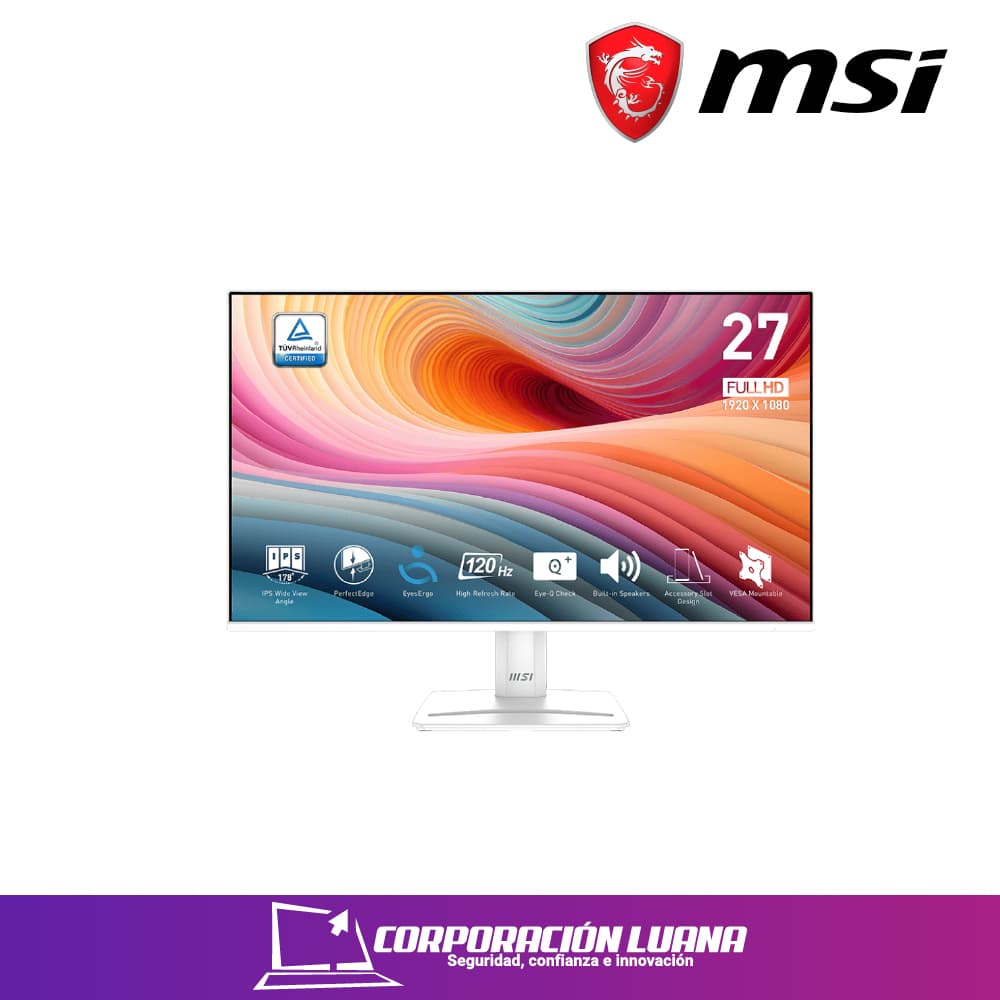 Foto del producto MONITOR GAMER MSI 27" ( MP275W E2 ) IPS | 120 HZ FHD | 1MS | VGA - HDMI - DP | BLANCO