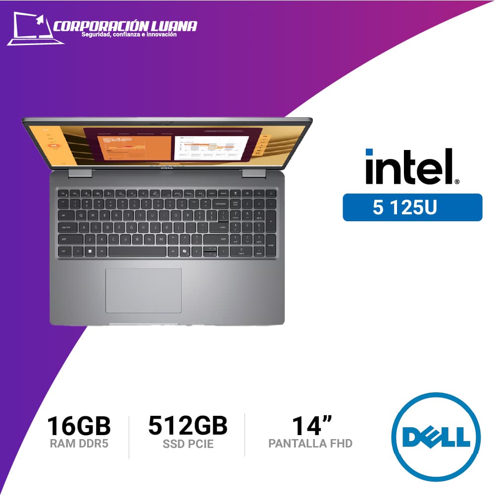 Imagen de LAPTOP DELL LATITUDE 5450 INTEL CORE ULTRA 5 125U ( NT076DEL71 ) RAM 16GB DDR5 | SSD 512GB | 14" FHD | WINDOWS 11 PRO