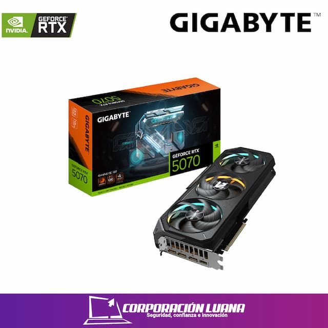 TARJETA DE VIDEO  GIGABYTE GEFORCE RTX 5070 GAMING OC (9VN5070GO-00-G10)16GB /GDDR7 / X3 FAN