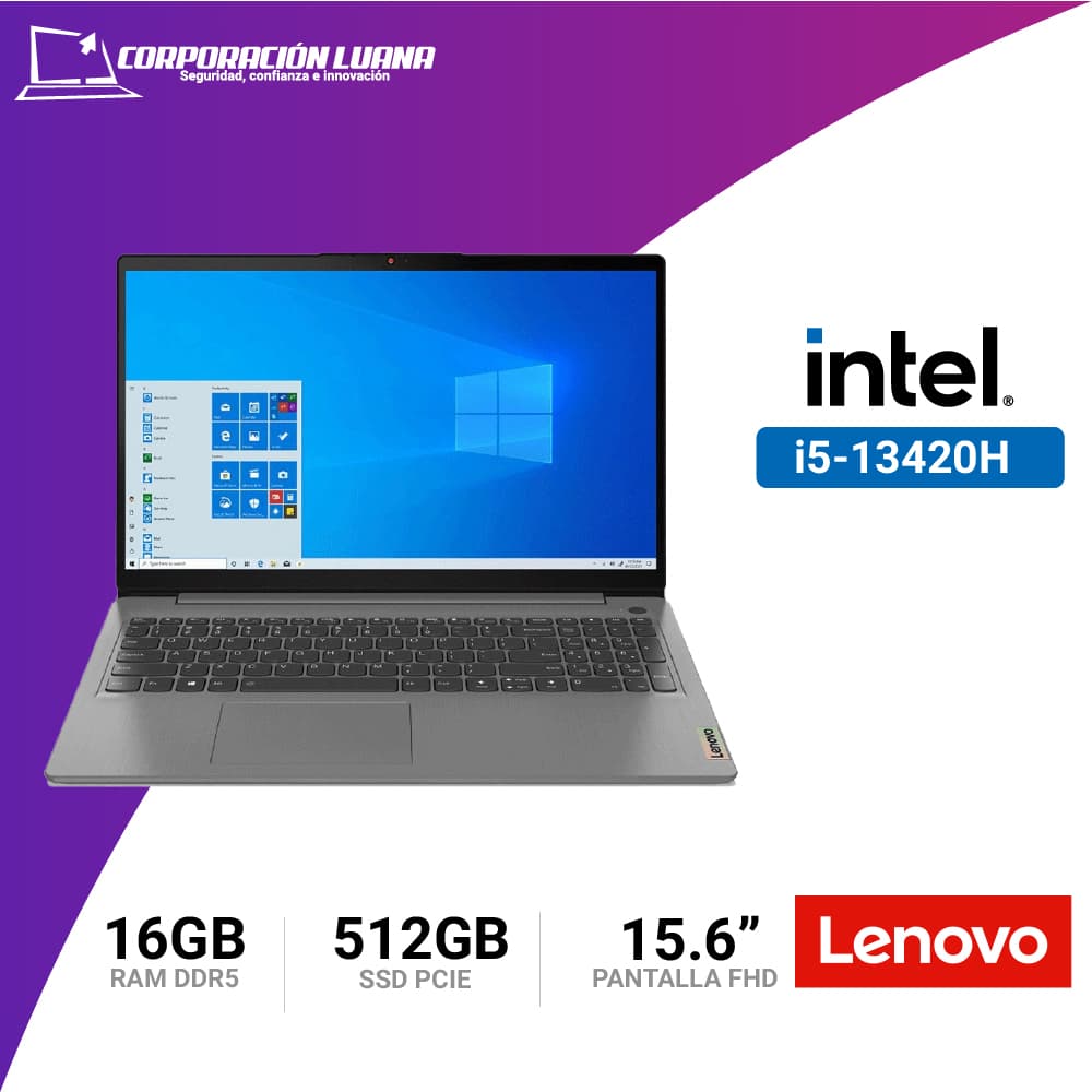 Foto del producto LAPTOP LENOVO IDEAPAD SLIM 3 INTEL CORE I5 13420H ( 15IRH8 ) RAM 16GB DDR5 | SSD 512GB | INTEGRADA | 15.6" FHD | FREE OS
