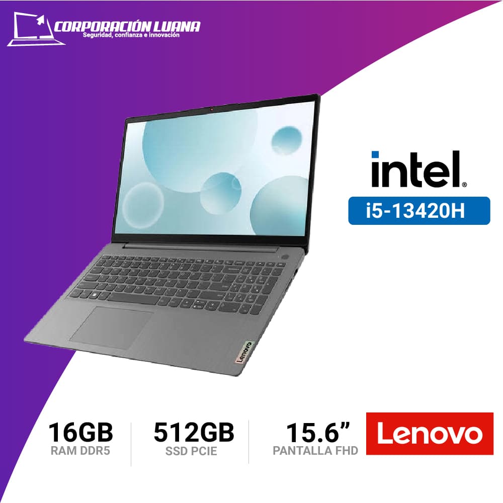 Imagen de LAPTOP LENOVO IDEAPAD SLIM 3 INTEL CORE I5 13420H ( 15IRH8 ) RAM 16GB DDR5 | SSD 512GB | INTEGRADA | 15.6" FHD | FREE OS